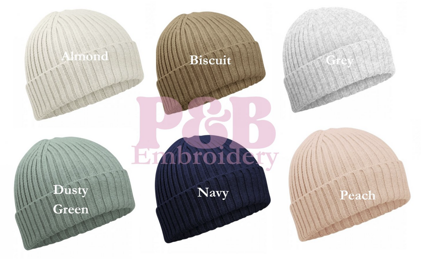Personalised Organic Ribbed Beanie (3–10 Years)