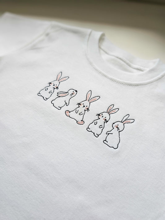 Personalised Bunny Kids T-Shirt | Custom Name Easter Bunny Shirt | Five Bunnies Spring T-Shirt for Children | Easter Outfit
