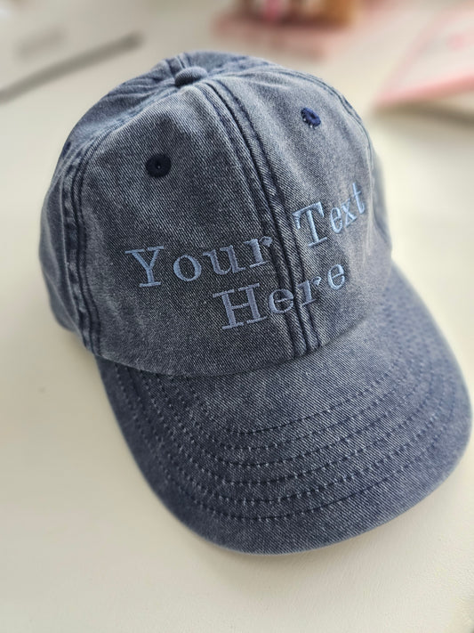 Personalised Embroidered Adult Cap | Custom Text Vintage Hat