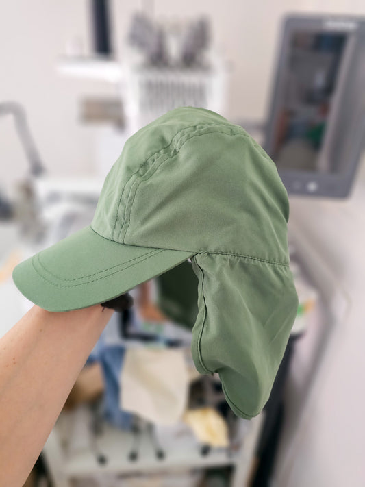 Olive coloured children/toddler/baby personalised embroidered cap.