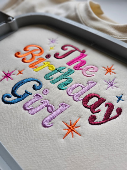 birthday girl rainbow embroidered jumper UK