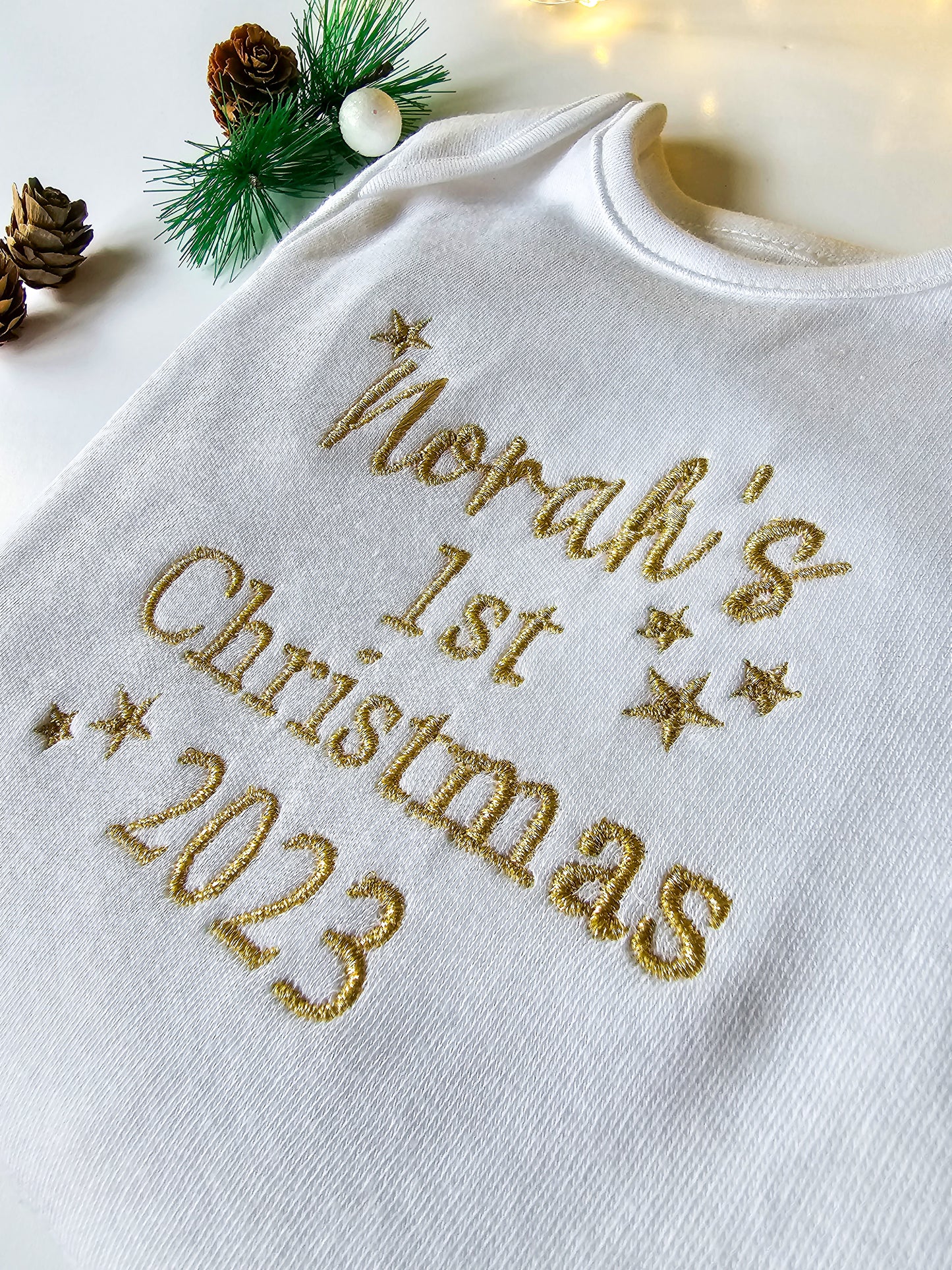 Personalised Baby's First Christmas Gift Set – Long-Sleeved Baby Vest & Bib