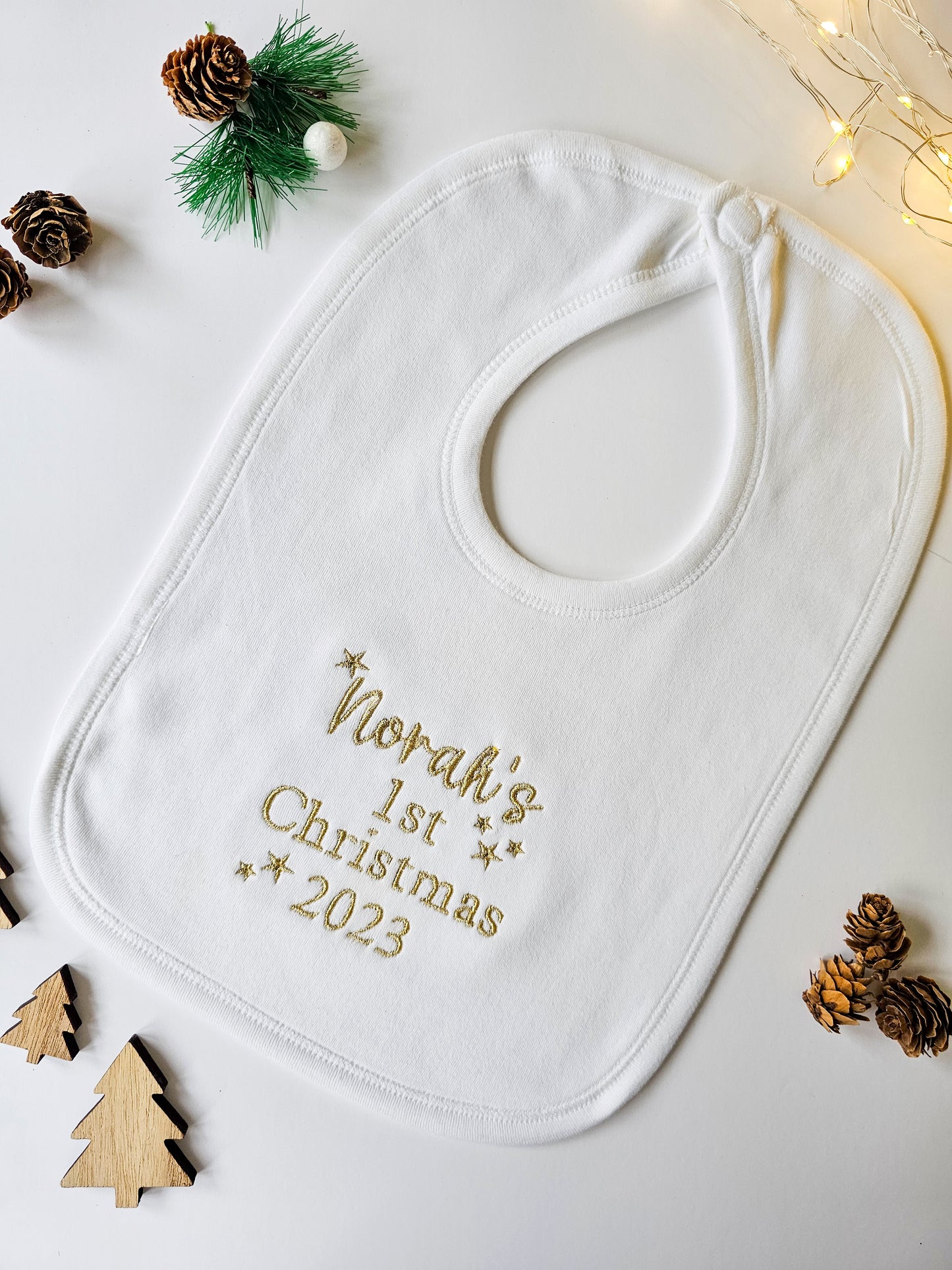 Personalised Baby's First Christmas Gift Set – Long-Sleeved Baby Vest & Bib