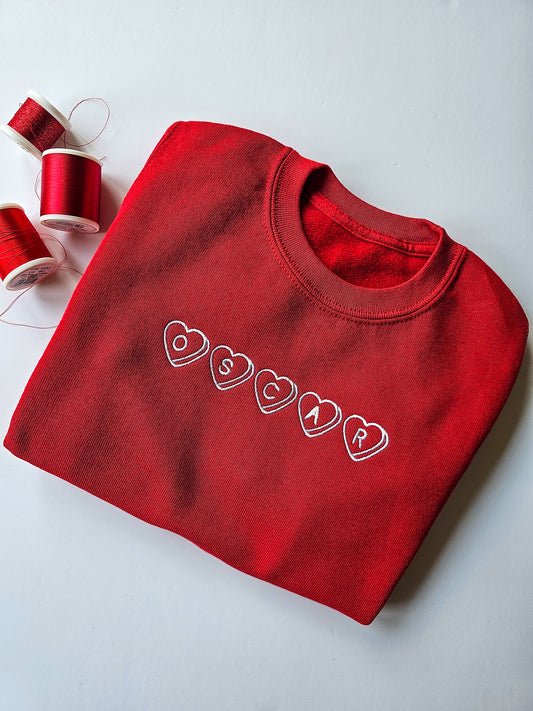 Personalised, Embroidered, Children's Valentines Jumper