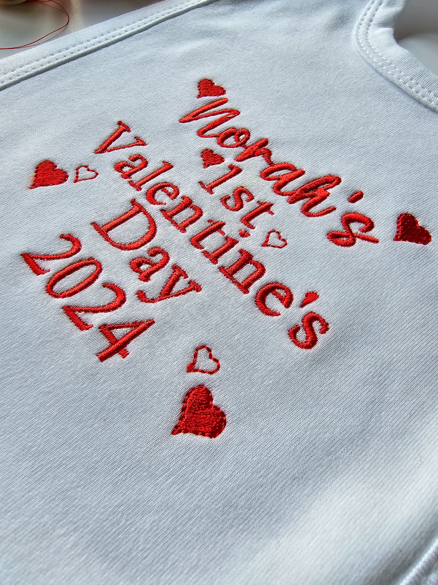 Personalised Baby's First Valentine's 2025, Gift Set – Long-Sleeved Baby Vest & Bib