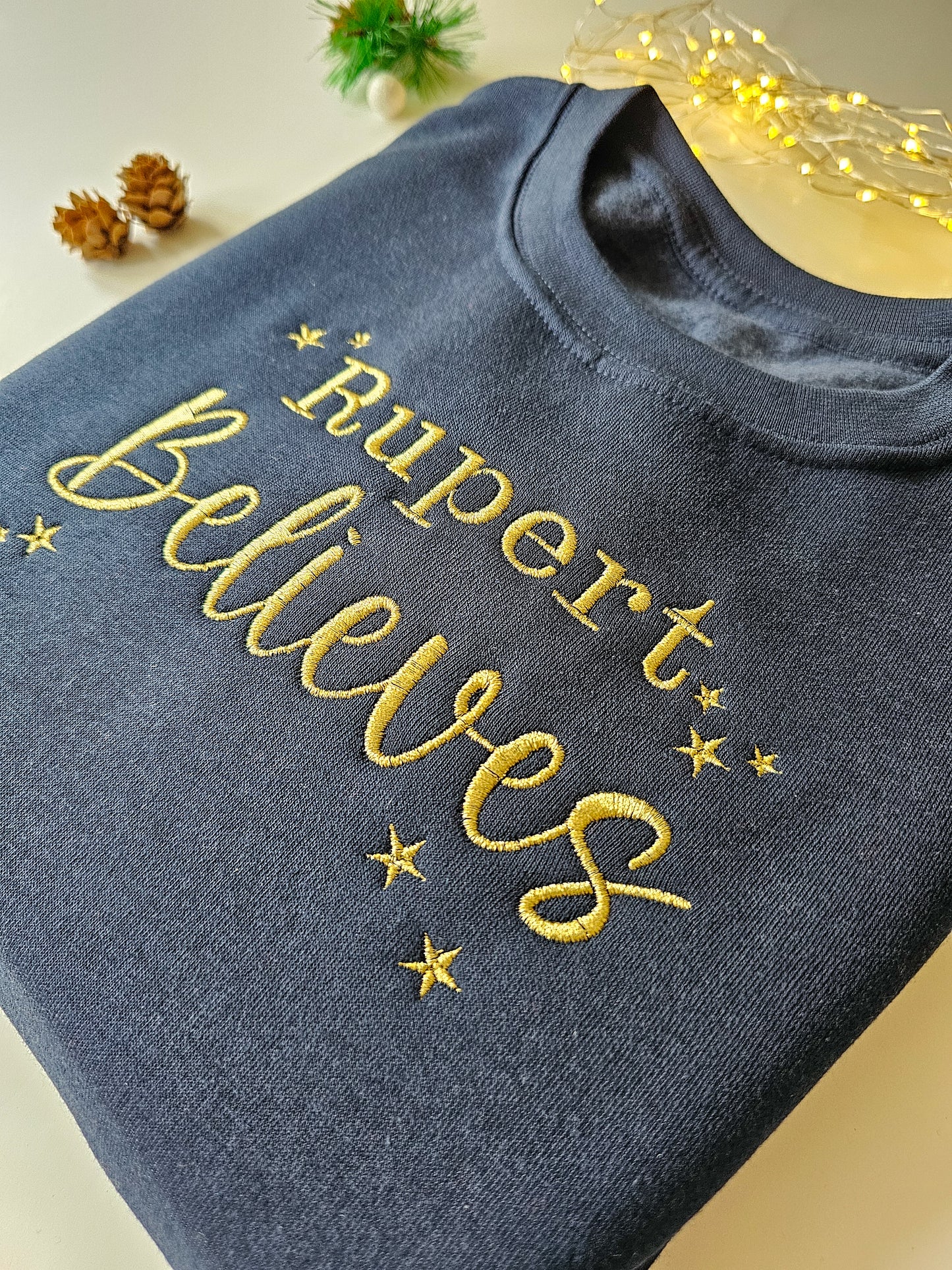 Children's Personalised Embroidered Christmas Crew Neck Jumper – 'Believe'