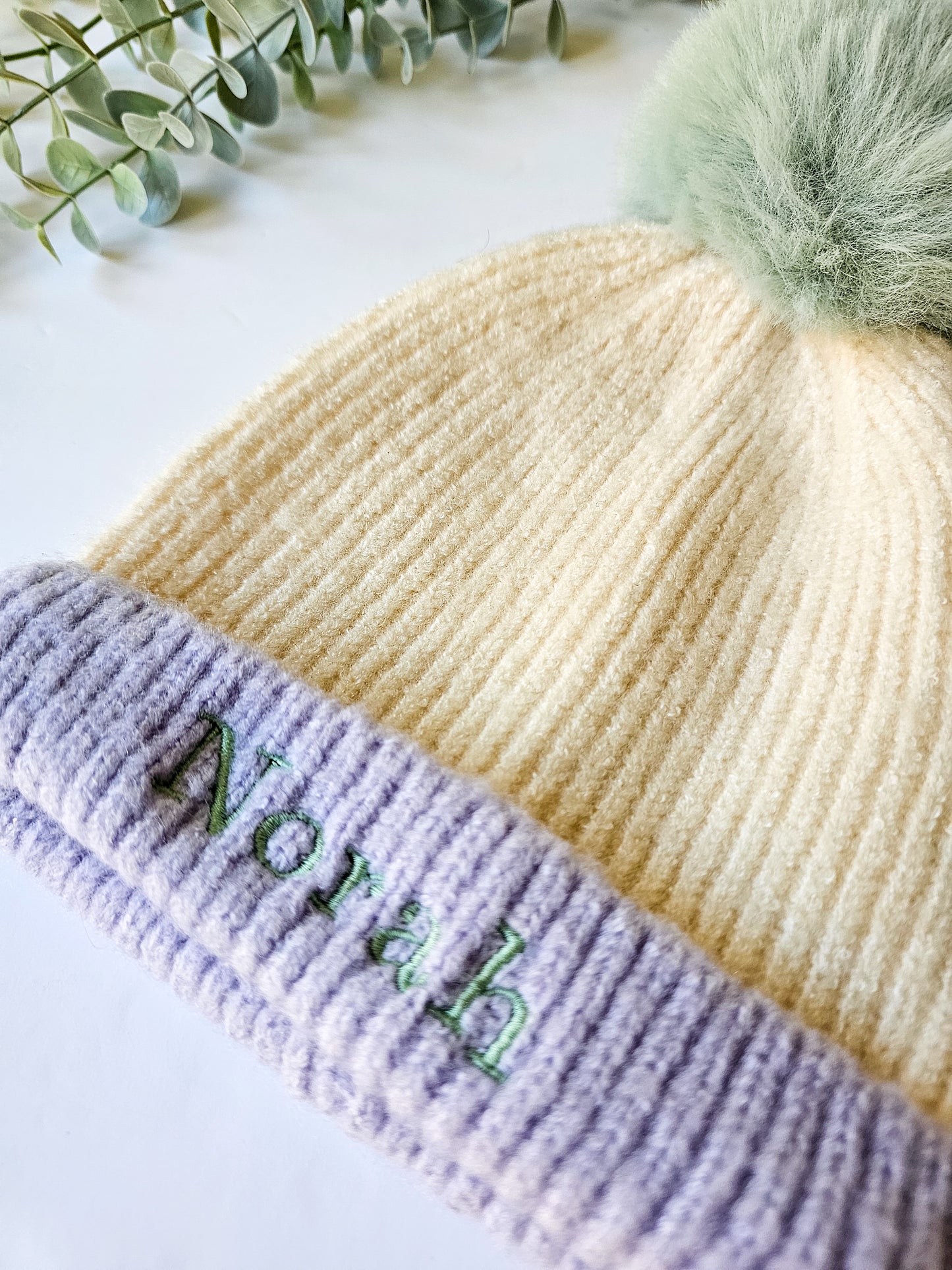 Personalised Wooly Children's Hats – 2 Colour Options (Sizes: 6-12 months, 12-18 months)