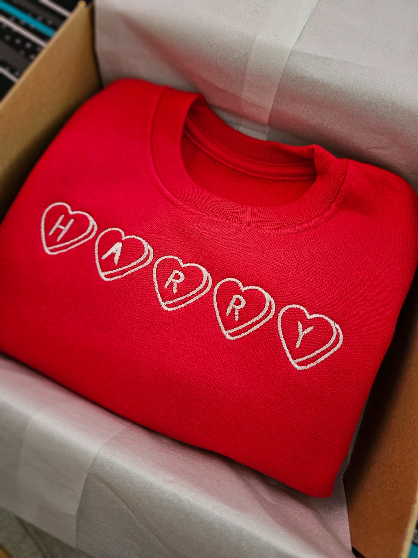 Personalised, Embroidered, Children's Valentines Jumper
