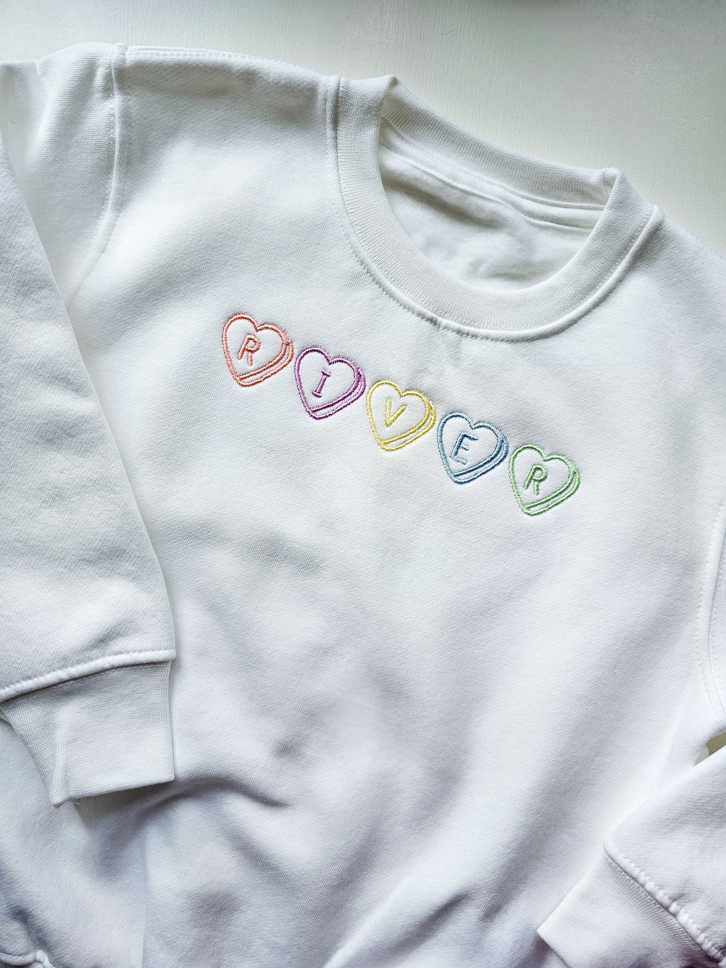Personalised, Embroidered, Children's Valentines Jumper