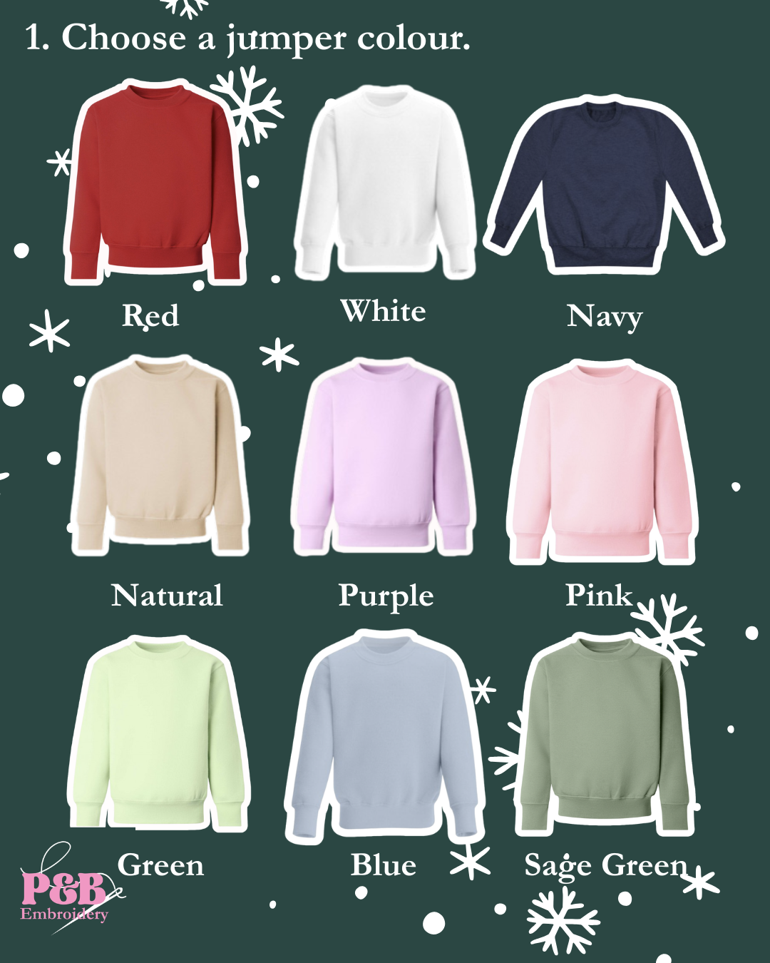 Pick ’n’ Mix Personalised Jumper | Choose Jumper & Thread Colours | Custom Embroidered Festive Designs | Gift UK