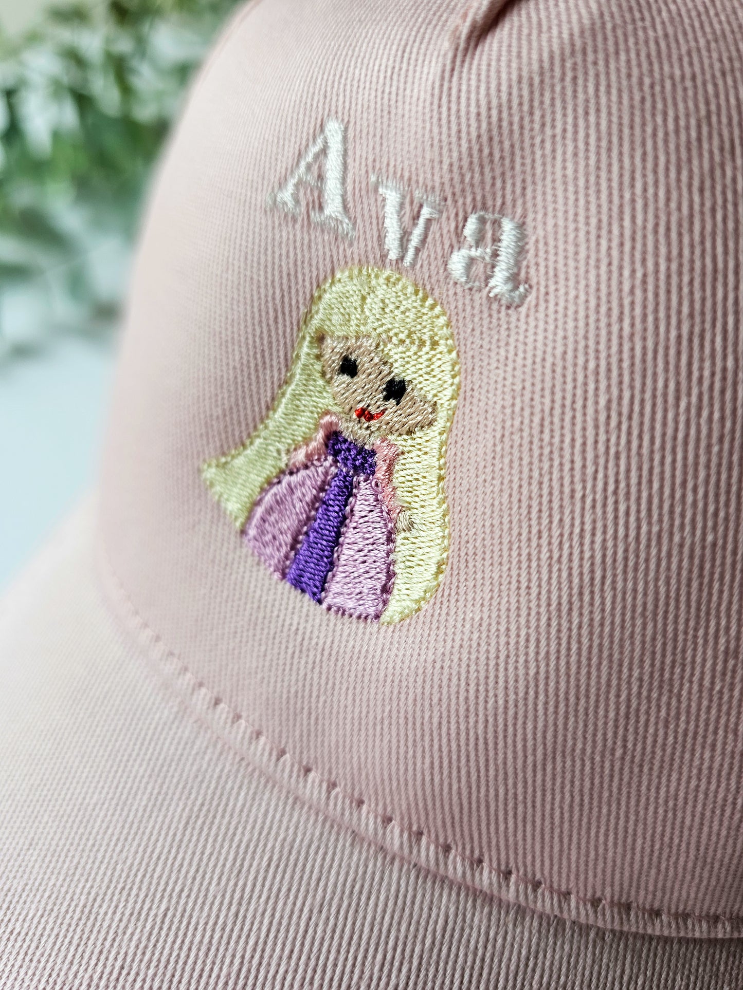 Personalised emboridered children's cap princess Rupunzel, tangled 