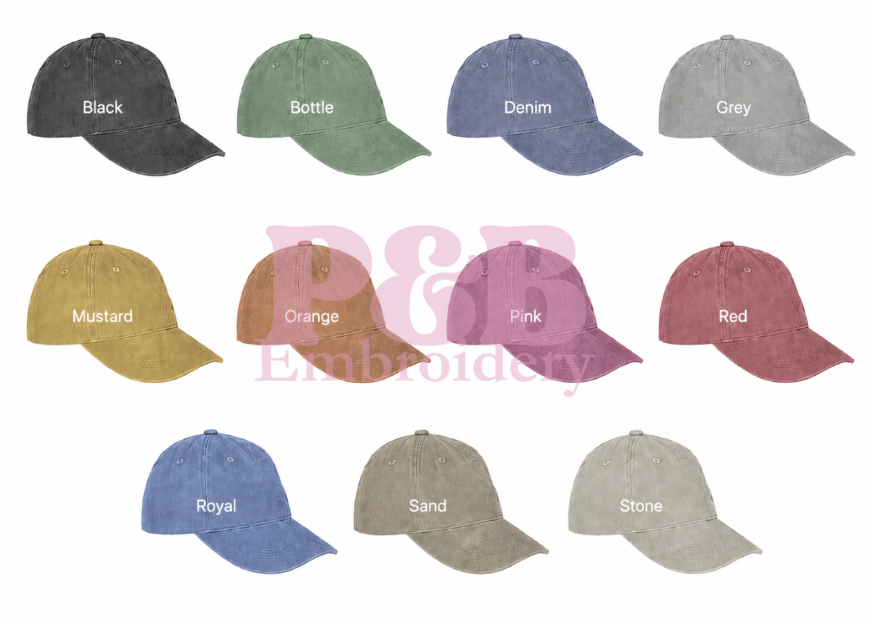 Personalised Embroidered Adult Cap | Custom Text Vintage Hat