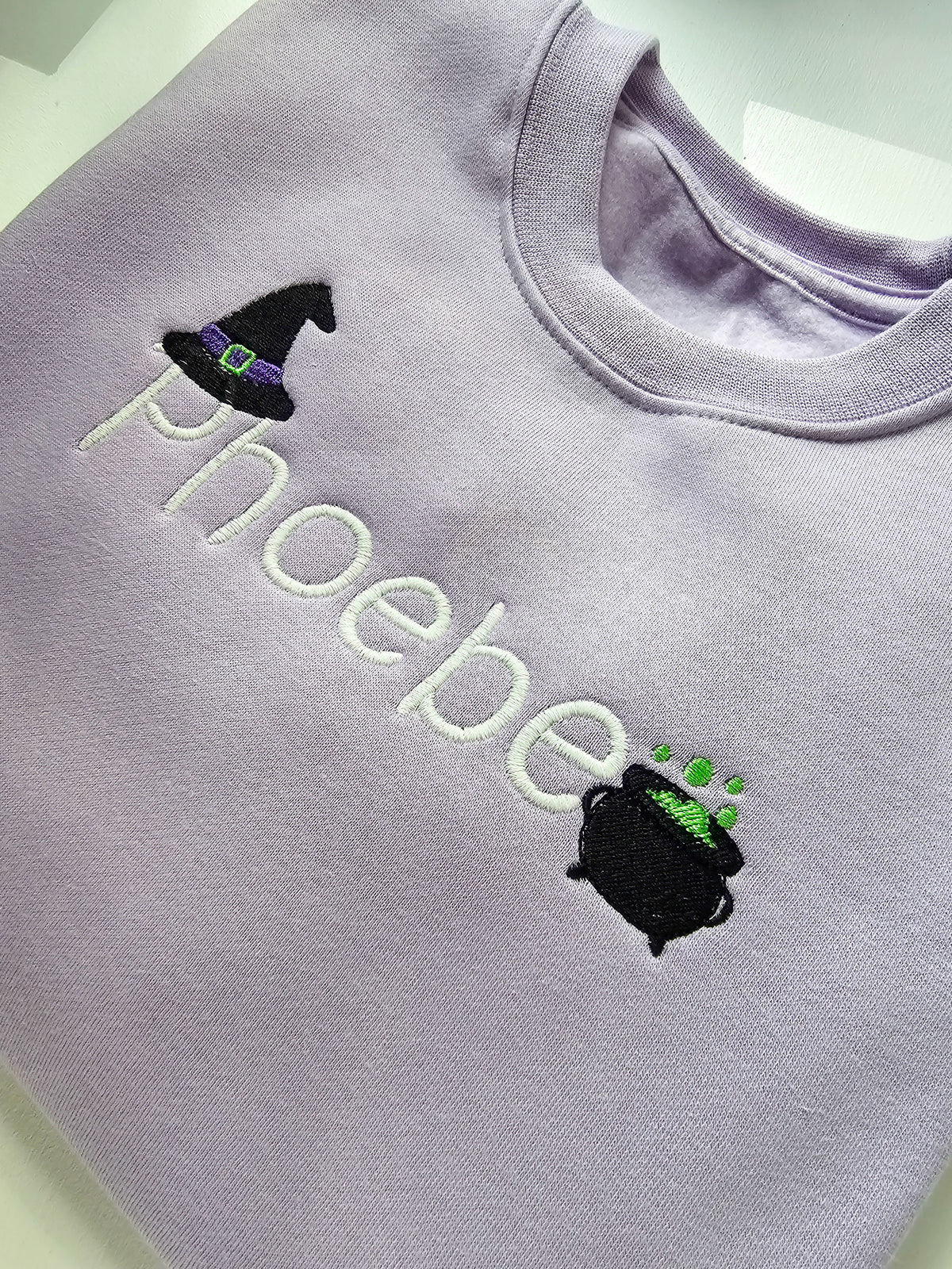 Personalised Witch Name Jumper for Kids – Glow in the Dark Halloween Sweatshirt