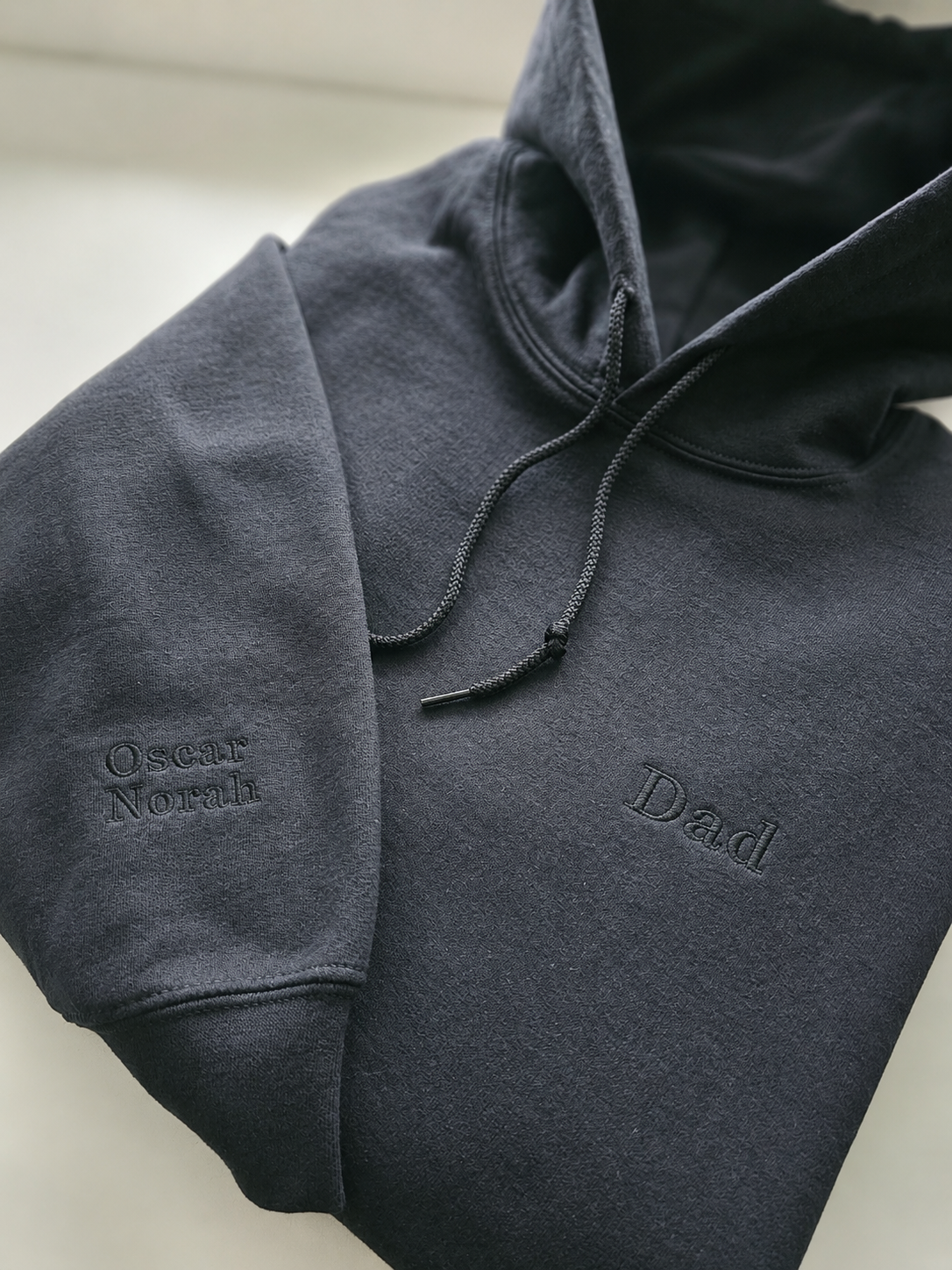 Personalized Dad Hoodie Custom Kids Names Embroidered on Sleeve