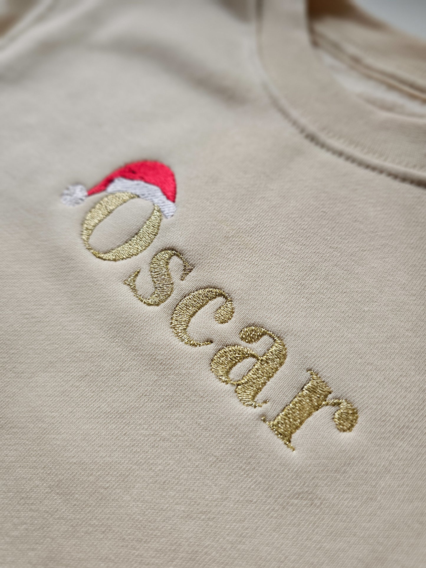 Personalised Children’s Christmas Jumper | Embroidered Name with Santa Hat | Custom Festive Jumper UK