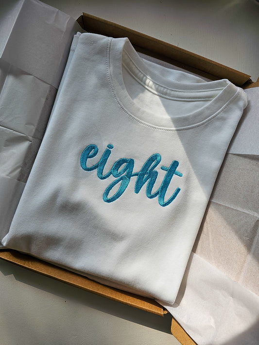 Embroidered Birthday T-Shirt (Age 1–10) | Personalised Kids Birthday Outfit | Minimalist Birthday Tee