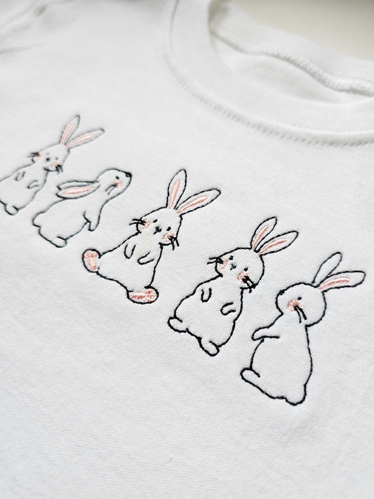 Personalised Bunny Kids T-Shirt | Custom Name Easter Bunny Shirt | Five Bunnies Spring T-Shirt for Children | Easter Outfit