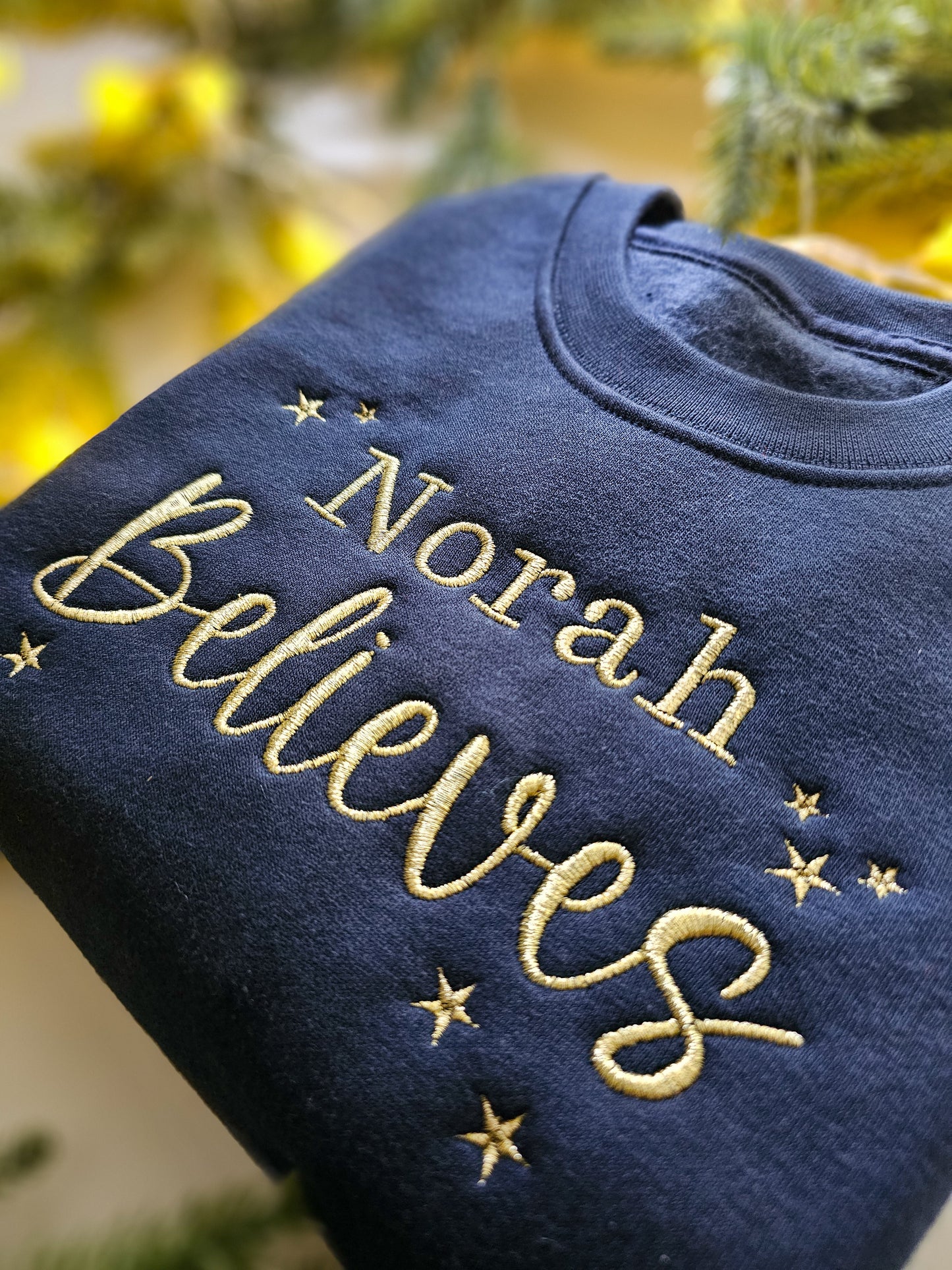 Personalised Children’s Christmas Jumper | Embroidered “Believe” Crew Neck | Custom Kids Christmas Gift UK