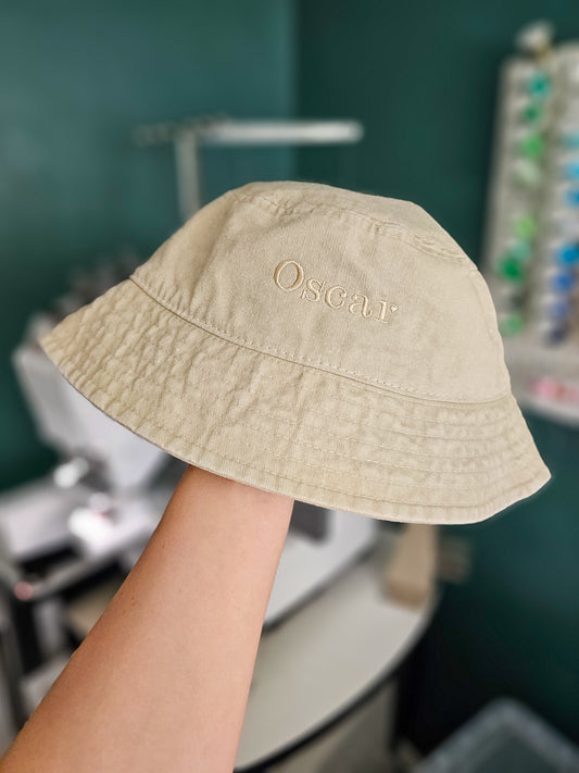 Personalised Bucket Hat | Embroidered Name Hat | Kids Minimalist Sun Hat (Ages 3–12)