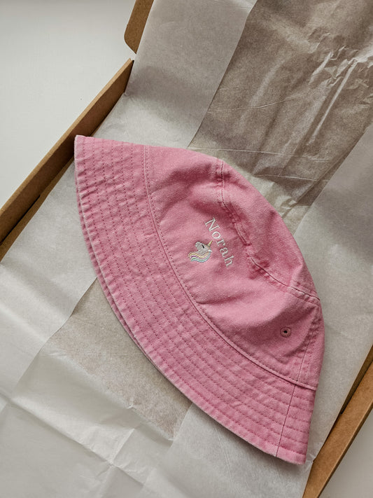 Personalised Bucket Hat with Name & Motif | Embroidered Kids Sun Hat (Ages 3–12)