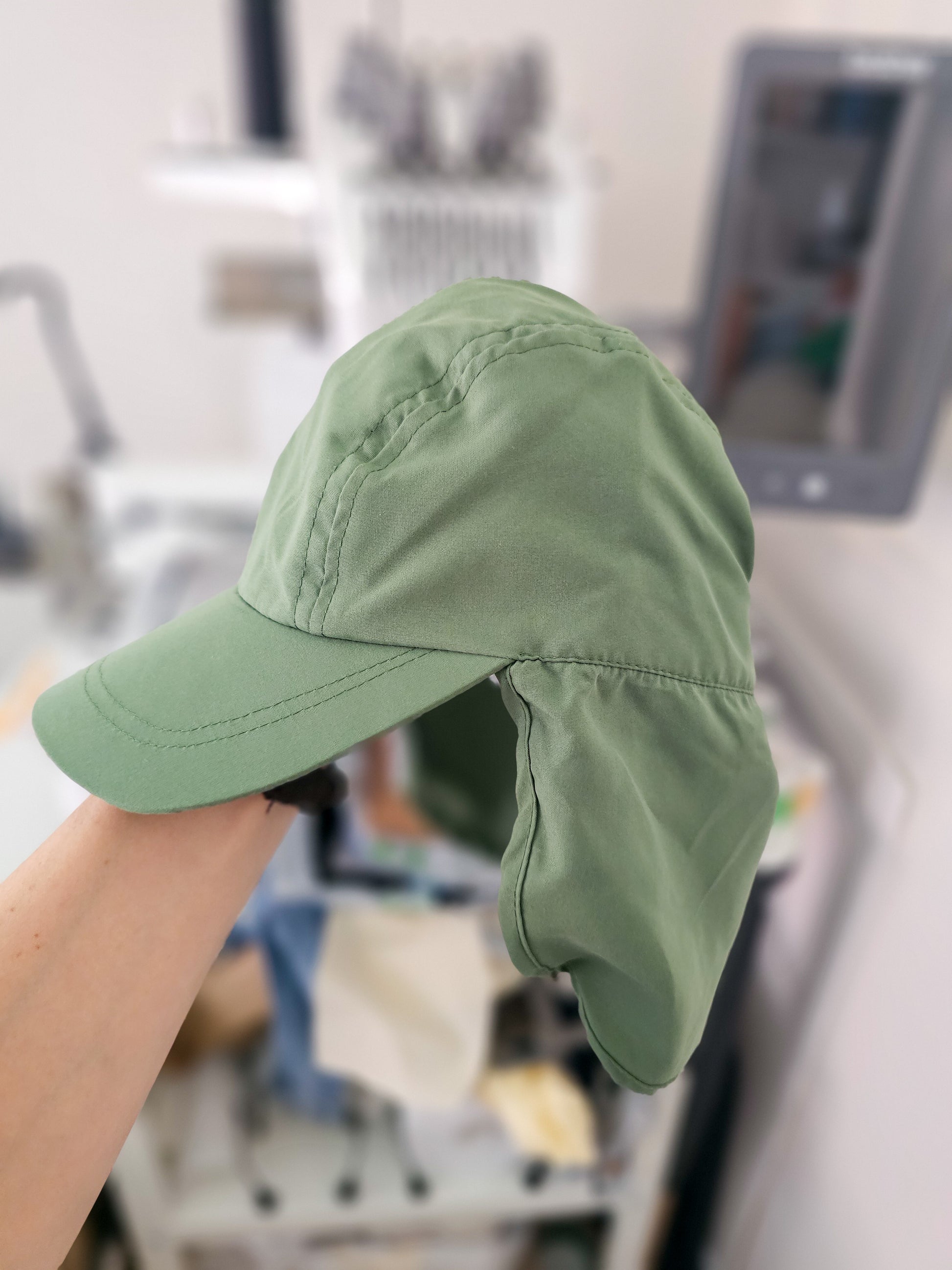 Olive coloured children/toddler/baby personalised embroidered cap.