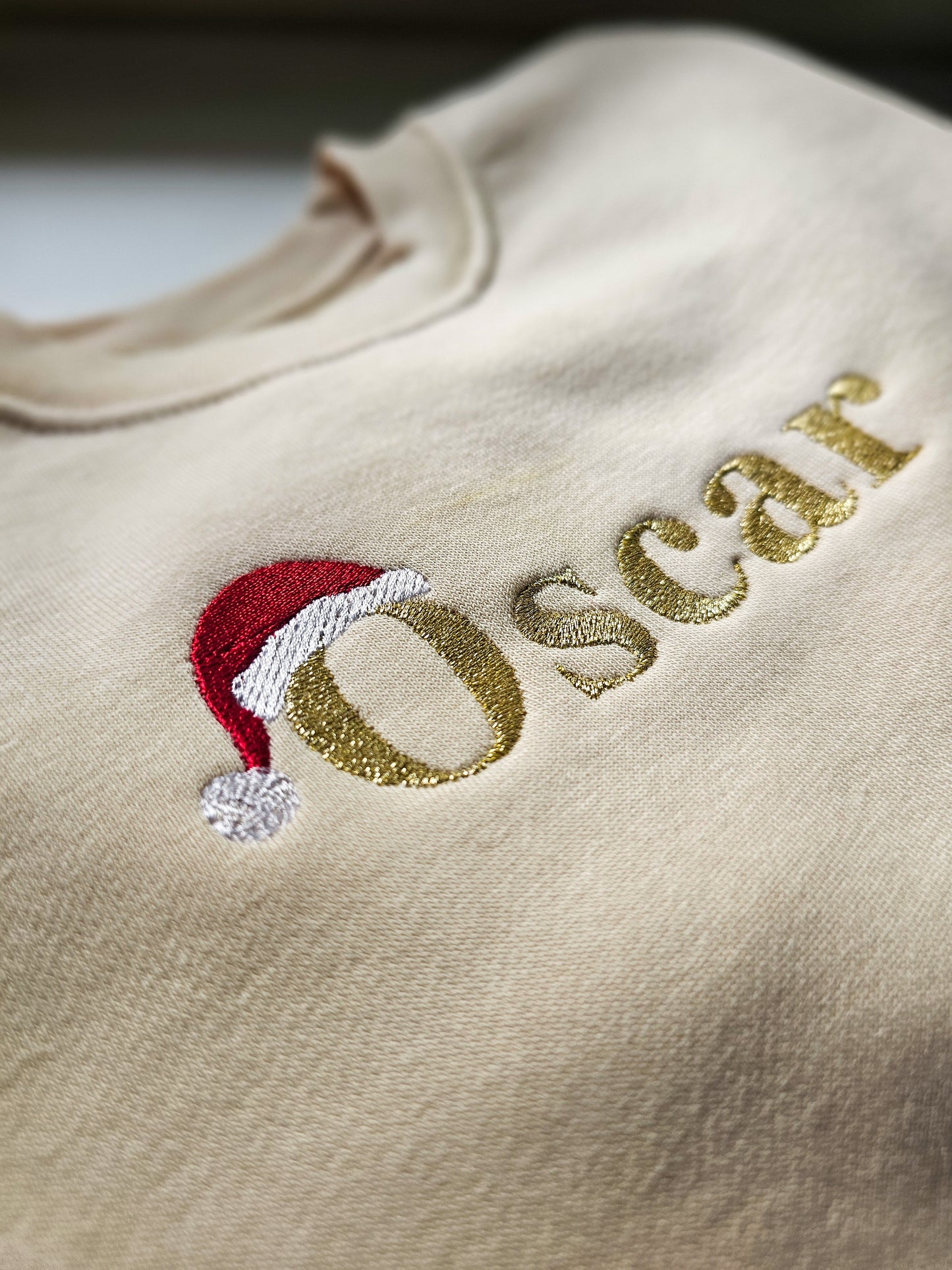 Personalised Children’s Christmas Jumper | Embroidered Name with Santa Hat | Custom Festive Jumper UK