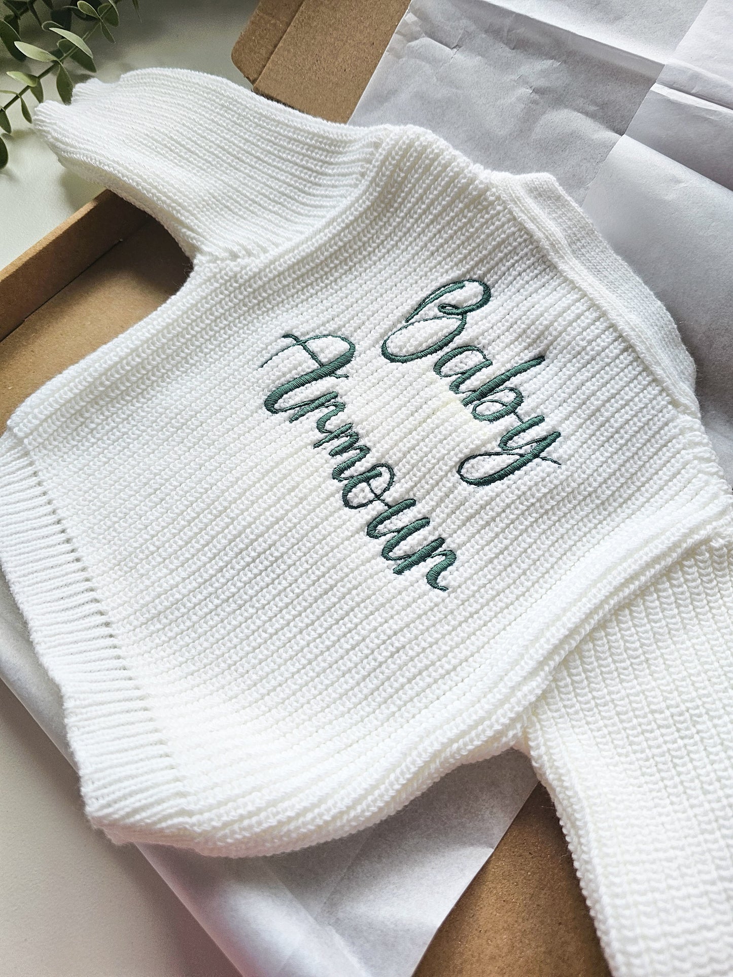 Personalised Baby Cardigan | Embroidered Name Baby Cardigan | White Knitted Newborn Cardigan | Custom Baby Name or Baby Surname | Baby Shower Gift