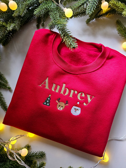 Pick ’n’ Mix Personalised Jumper | Choose Jumper & Thread Colours | Custom Embroidered Festive Designs | Gift UK